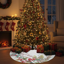 Vattenfärgad holly-andning personlig jul julgransmatta borstad polyester