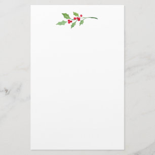 Vattenfärgad Holly Sprig Brevpapper