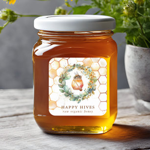 Vattenfärgad honeykomb och honungsbiodlare Burk Fyrkantigt Klistermärke