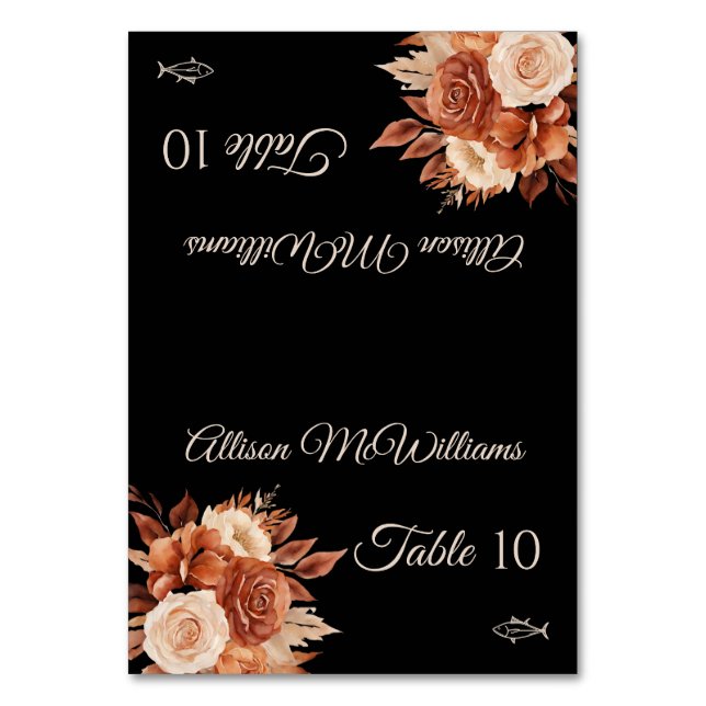 Vattenfärgad höst Elegance-Fish-ikon- Bordsnummer (Framsidan)