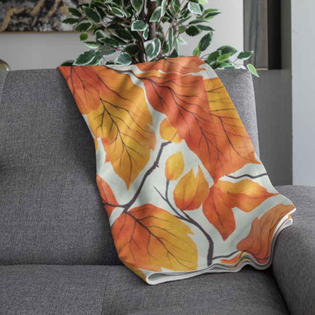 Vattenfärgad Höst löv - Vibrant Fall Foliage Fleecefilt (Skapare uppladdad)