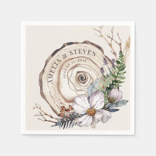 Vattenfärgad höst | Woodland Bröllop Pappersservett (Framsidan)