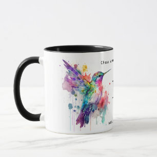 Vattenfärgad Hummingbird Monogram w/ Namn Mugg