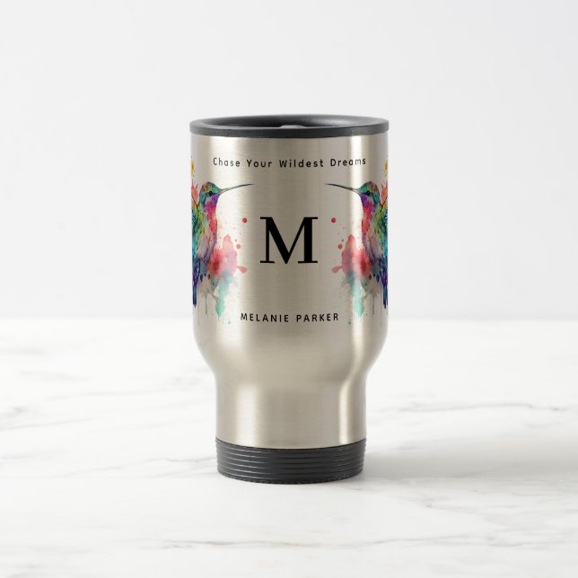 Vattenfärgad Hummingbird Monogram w/ Namn Resemugg (Center)