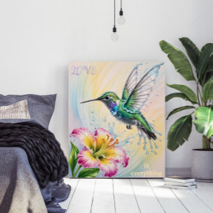 Vattenfärgad Hummingbird och Flower Poster