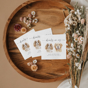 Vattenfärgad Hund Namnteckning Drinks Bröllop Napk Pappersservett