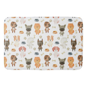 Vattenfärgad hundar. badrumsmatta