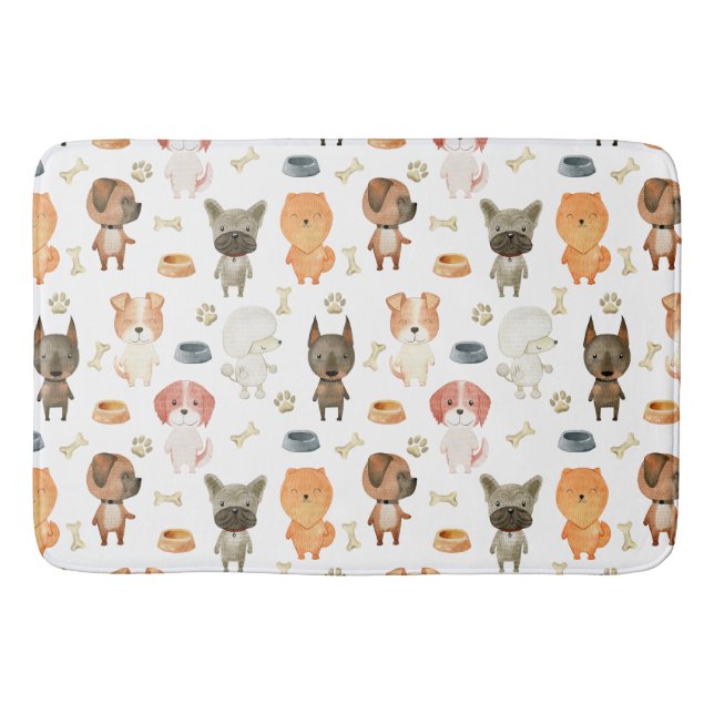 Vattenfärgad hundar. badrumsmatta (Framsidan)