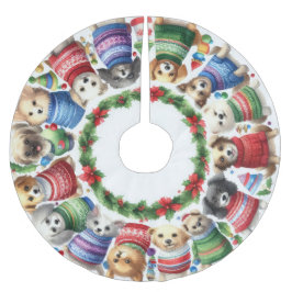 Vattenfärgad Hundar i sötningsmedel Julgransmatta Borstad Polyester