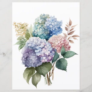 Vattenfärgad hydrangea blommor decoupage vävnad