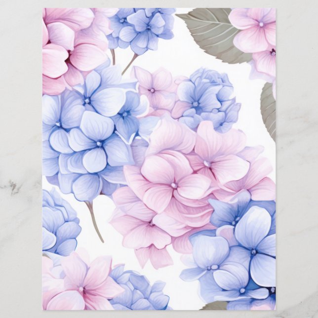 Vattenfärgad hydrangea blommor decoupage vävnad (Framsida)