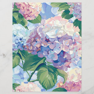 Vattenfärgad hydrangea blommor decoupage vävnad