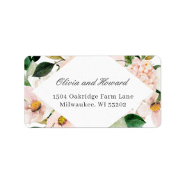 Vattenfärgad Hydrangea Rosa Blommigt Elegant Adressetikett