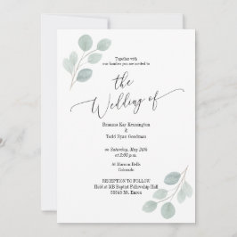 Vattenfärgad inbjudan till botaniskt eukalyptus