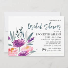 Vattenfärgad Inbjudningskort för möhippa med blomm