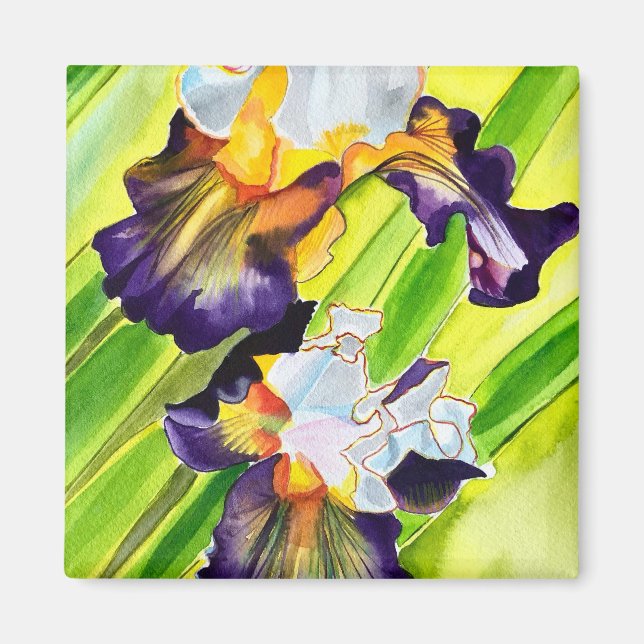 Vattenfärgad iris-blommigt magnet (Framsidan)