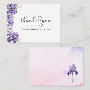 Vattenfärgad Iris Lilac Flower-Möhippa Anteckningskort