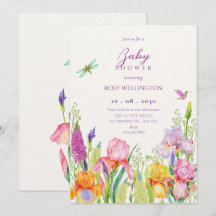 Vattenfärgad irländsk blomma babydusch