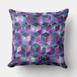 Vattenfärgad isometrisk med Guld och Marble Galaxy Kudde