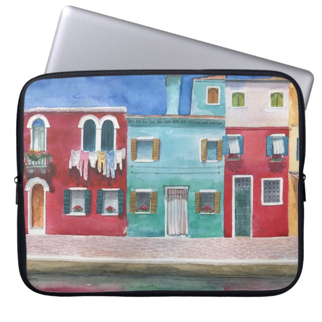 Vattenfärgad Italien: Hand plockade Laptop Fodral (Framsidan)