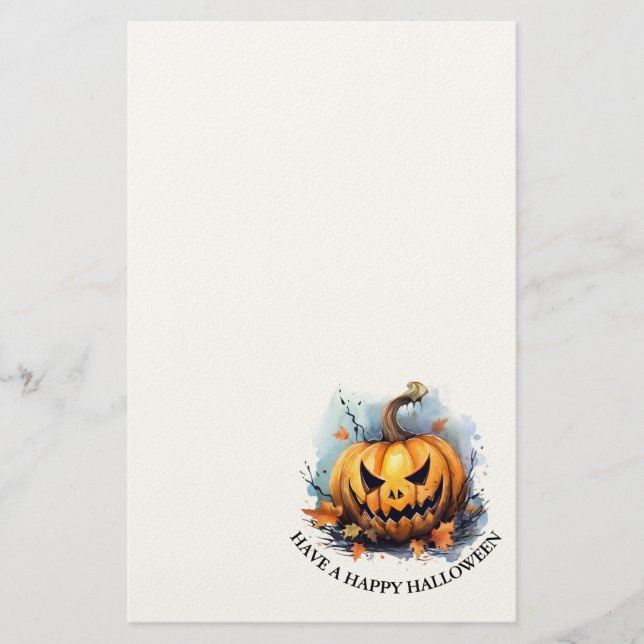 Vattenfärgad Jack-o-lantern Brevpapper (Framsida)