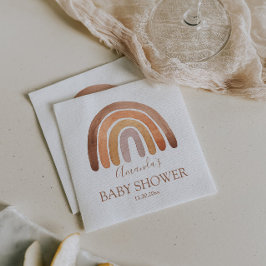 Vattenfärgad jordfärgad tonBoho Rainbow Baby Showe Pappersservett