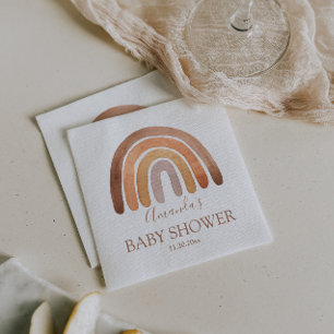 Vattenfärgad jordfärgad tonBoho Rainbow Baby Showe Pappersservett