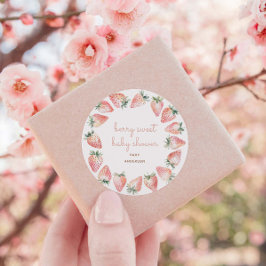 Vattenfärgad jordgubbsbär Berry Sweet Baby Shower Runt Klistermärke