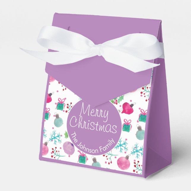 Vattenfärgad jul - färgat handfärgat Mönster Presentaskar (Framsidan Sidan)