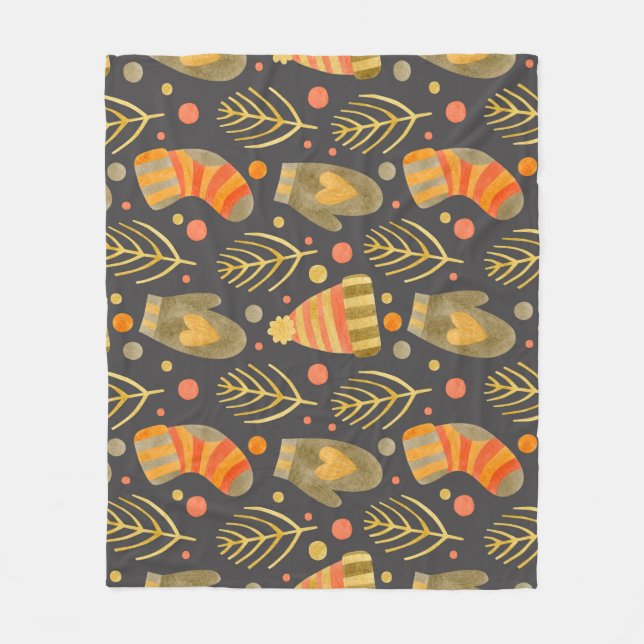 Vattenfärgad jul: Festive Seamless Mönster. Fleecefilt (Framsidan)