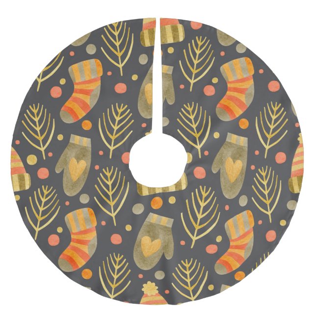 Vattenfärgad jul: Festive Seamless Mönster. Julgransmatta Borstad Polyester (Framsidan)