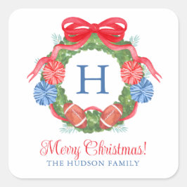 Vattenfärgad jul Fotboll Utandning Fyrkantigt Klistermärke