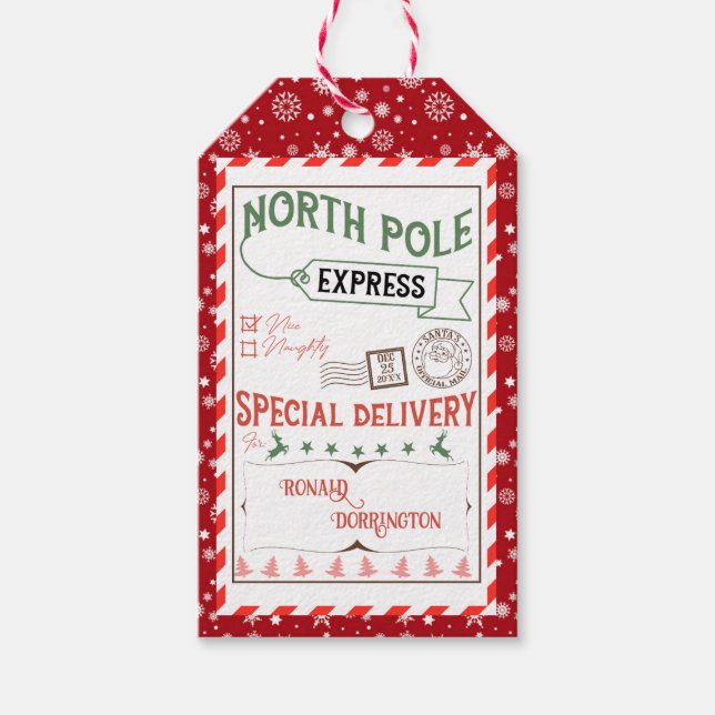 Vattenfärgad jul Helgdag från julklapp Presentetikett (Framsidan)