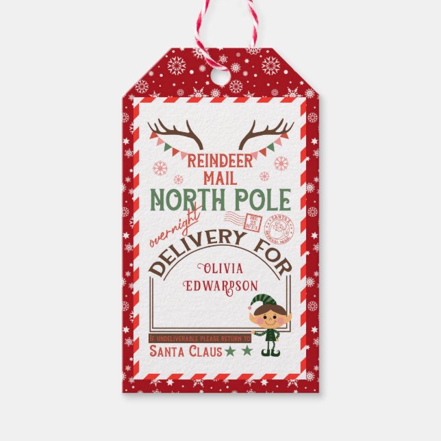 Vattenfärgad jul Helgdag från julklapp Presentetikett (Framsidan)