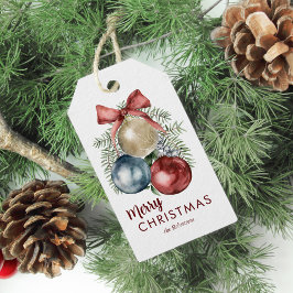 Vattenfärgad jul-Helgdag Ornament Presentetikett