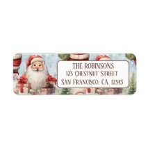 Vattenfärgad jul Jultomten 3-returadress