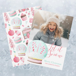 Vattenfärgad jul - Låt det snöa Globe Julkort