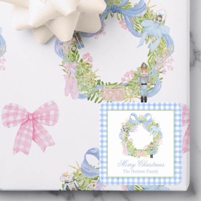 Vattenfärgad jul Nutcracker Utandningsskåp Fyrkantigt Klistermärke (Skapare uppladdad)