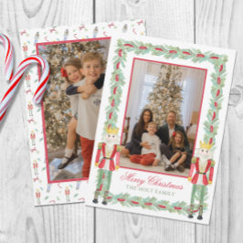 Vattenfärgad jul Nutcrackers & Garland Photo Julkort
