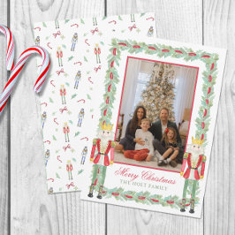 Vattenfärgad jul Nutcrackers & Garland Photo Julkort