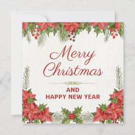 Vattenfärgad jul och Gott nytt år Julkort
