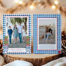 Vattenfärgad jul Topiary Gingham Photo