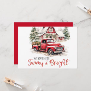 Vattenfärgad jul Vintage Lastbil och Barn Inbjudningar