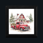 Vattenfärgad jul Vintage Lastbil och Barn Minnesask<br><div class="desc">Vattenskärmar,  julklapp,  Vintage Lastbil och Barn,  matriser och Party > Leveransartiklar för gift > Gift-boxar</div>