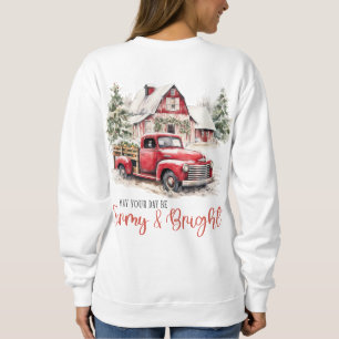 Vattenfärgad jul Vintage Lastbil och Barn T Shirt