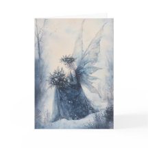 Vattenfärgad julblå Fairy i Snowy Fält