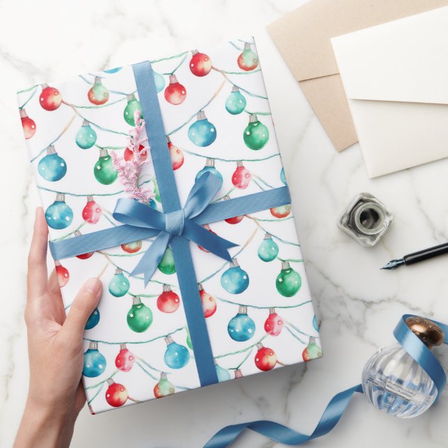 Vattenfärgad julfärgad String Ljus Presentpapper (Gifting)