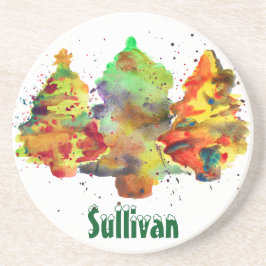 Vattenfärgad Julgranar, Personlig sandsten Underlägg