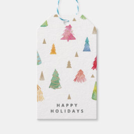 Vattenfärgad Julgranar Presentetikett