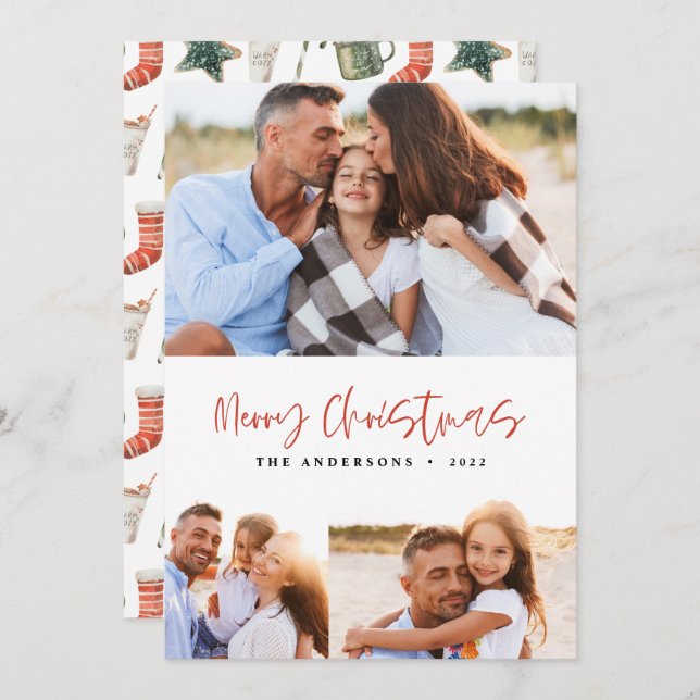 Vattenfärgad julkaka dricker kandy 3 bild H Julkort (Fram/baksida)